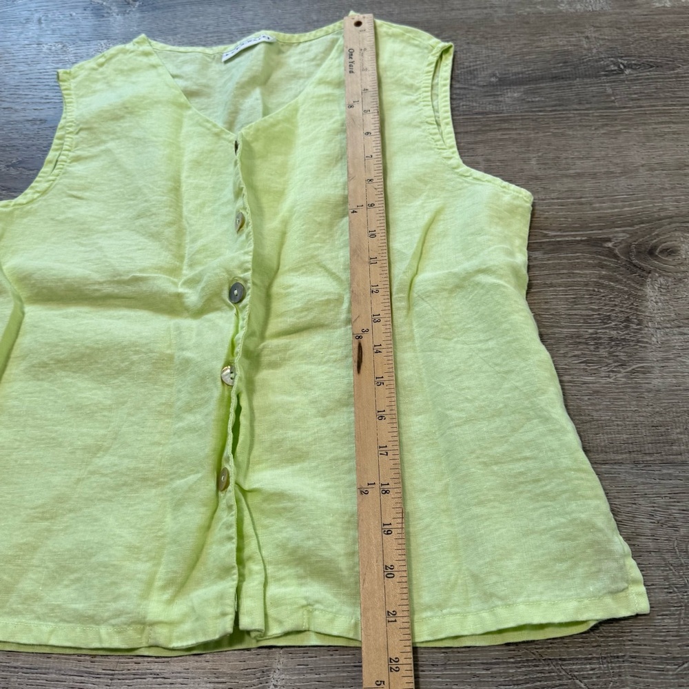 Bryn Walker green lime  Linen Sleeveless Top small - Picture 5 of 6